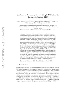 Continuous Geometry-Aware Graph Diffusion via Hyperbolic Neural PDE