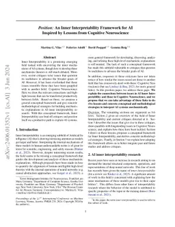 Position: An Inner Interpretability Framework for AI Inspired by Lessons
  from Cognitive Neuroscience