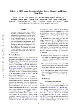 Privacy in LLM-based Recommendation: Recent Advances and Future
  Directions