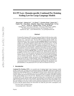 D-CPT Law: Domain-specific Continual Pre-Training Scaling Law for Large
  Language Models