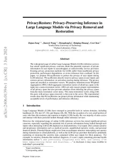 PrivacyRestore: Privacy-Preserving Inference in Large Language Models via Privacy Removal and Restoration