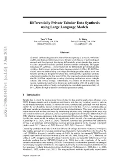 Differentially Private Tabular Data Synthesis using Large Language
  Models