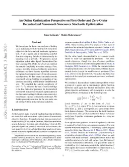 Online Optimization Perspective on First-Order and Zero-Order
  Decentralized Nonsmooth Nonconvex Stochastic Optimization