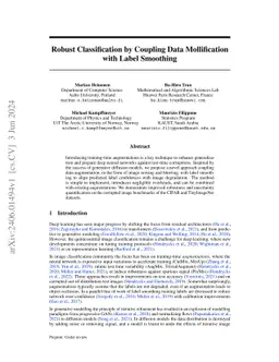 Robust Classification by Coupling Data Mollification with Label Smoothing