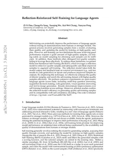 Re-ReST: Reflection-Reinforced Self-Training for Language Agents