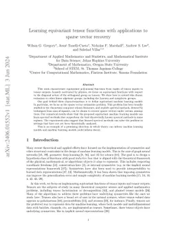 Learning equivariant tensor functions with applications to sparse vector
  recovery