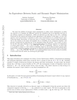 An Equivalence Between Static and Dynamic Regret Minimization