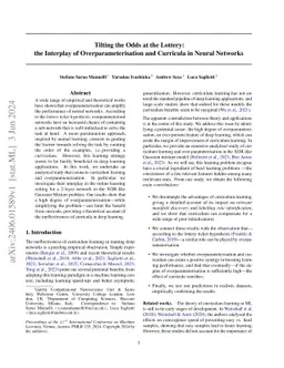 Tilting the Odds at the Lottery: the Interplay of Overparameterisation
  and Curricula in Neural Networks