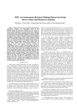 D2E-An Autonomous Decision-making Dataset involving Driver States and
  Human Evaluation