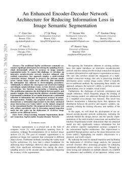 An Enhanced Encoder-Decoder Network Architecture for Reducing
  Information Loss in Image Semantic Segmentation