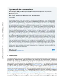 System-2 Recommenders: Disentangling Utility and Engagement in
  Recommendation Systems via Temporal Point-Processes