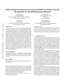 iKAN: Global Incremental Learning with KAN for Human Activity
  Recognition Across Heterogeneous Datasets