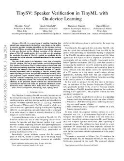 TinySV: Speaker Verification in TinyML with On-device Learning