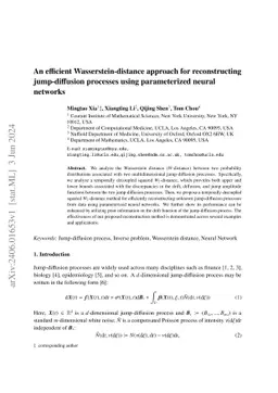An efficient Wasserstein-distance approach for reconstructing
  jump-diffusion processes using parameterized neural networks