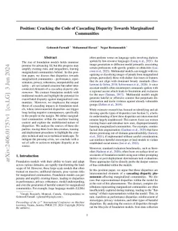 Position: Cracking the Code of Cascading Disparity Towards Marginalized
  Communities