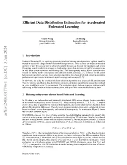Efficient Data Distribution Estimation for Accelerated Federated
  Learning