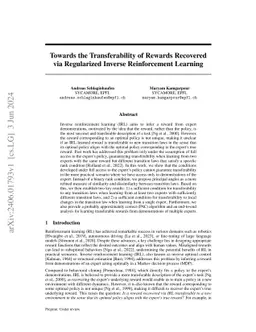 Towards the Transferability of Rewards Recovered via Regularized Inverse Reinforcement Learning