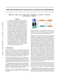 Multi-Agent Reinforcement Learning Meets Leaf Sequencing in Radiotherapy