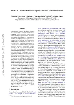 CR-UTP: Certified Robustness against Universal Text Perturbations on
  Large Language Models