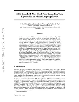 HPE-CogVLM: New Head Pose Grounding Task Exploration on Vision Language
  Model