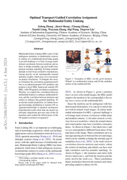 Optimal Transport Guided Correlation Assignment for Multimodal Entity
  Linking