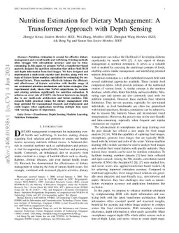 Nutrition Estimation for Dietary Management: A Transformer Approach with
  Depth Sensing