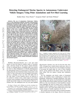 Detecting Endangered Marine Species in Autonomous Underwater Vehicle
  Imagery Using Point Annotations and Few-Shot Learning