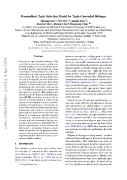 Personalized Topic Selection Model for Topic-Grounded Dialogue