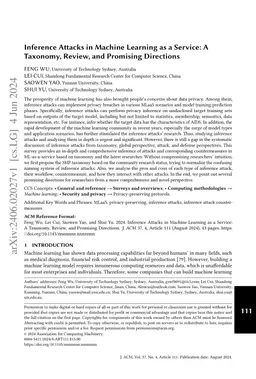 Inference Attacks: A Taxonomy, Survey, and Promising Directions