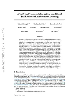 A Unifying Framework for Action-Conditional Self-Predictive
  Reinforcement Learning