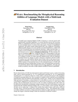MARS: Benchmarking the Metaphysical Reasoning Abilities of Language Models with a Multi-task Evaluation Dataset