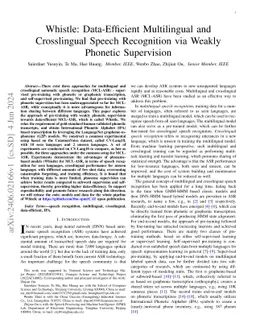 Whistle: Data-Efficient Multilingual and Crosslingual Speech Recognition via Weakly Phonetic Supervision