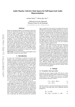 Audio Mamba: Selective State Spaces for Self-Supervised Audio
  Representations