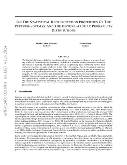 On The Statistical Representation Properties Of The Perturb-Softmax And
  The Perturb-Argmax Probability Distributions