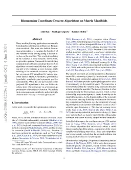 Riemannian coordinate descent algorithms on matrix manifolds