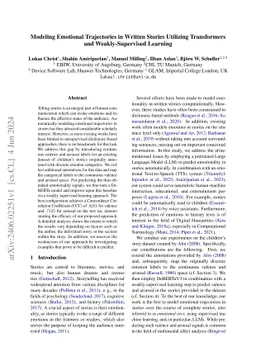 Modeling Emotional Trajectories in Written Stories Utilizing
  Transformers and Weakly-Supervised Learning
