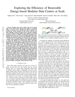 Exploring the Efficiency of Renewable Energy-based Modular Data Centers
  at Scale