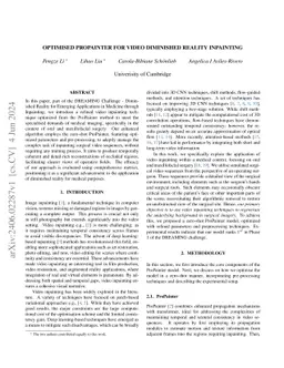 Optimised ProPainter for Video Diminished Reality Inpainting