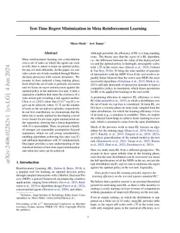 Test-Time Regret Minimization in Meta Reinforcement Learning