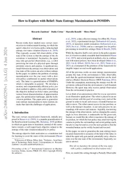 How to Explore with Belief: State Entropy Maximization in POMDPs
