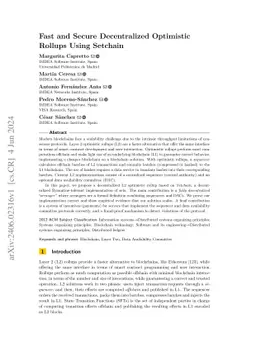 Fast and Secure Decentralized Optimistic Rollups Using Setchain