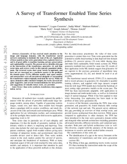 A Survey of Transformer Enabled Time Series Synthesis