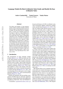 Language Models Do Hard Arithmetic Tasks Easily and Hardly Do Easy
  Arithmetic Tasks