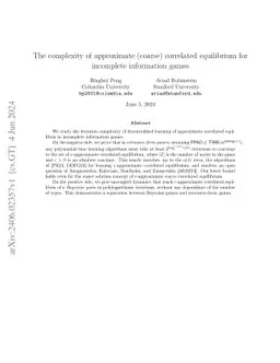 The complexity of approximate (coarse) correlated equilibrium for
  incomplete information games