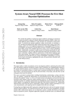 System-Aware Neural ODE Processes for Few-Shot Bayesian Optimization