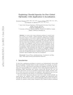 Exploiting Chordal Sparsity for Fast Global Optimality with Application to Localization