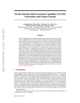 On the Intrinsic Self-Correction Capability of LLMs: Uncertainty and
  Latent Concept