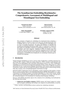 The Scandinavian Embedding Benchmarks: Comprehensive Assessment of
  Multilingual and Monolingual Text Embedding