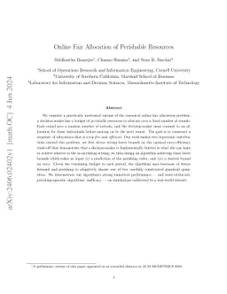 Online Fair Allocation of Perishable Resources