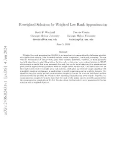 Reweighted Solutions for Weighted Low Rank Approximation